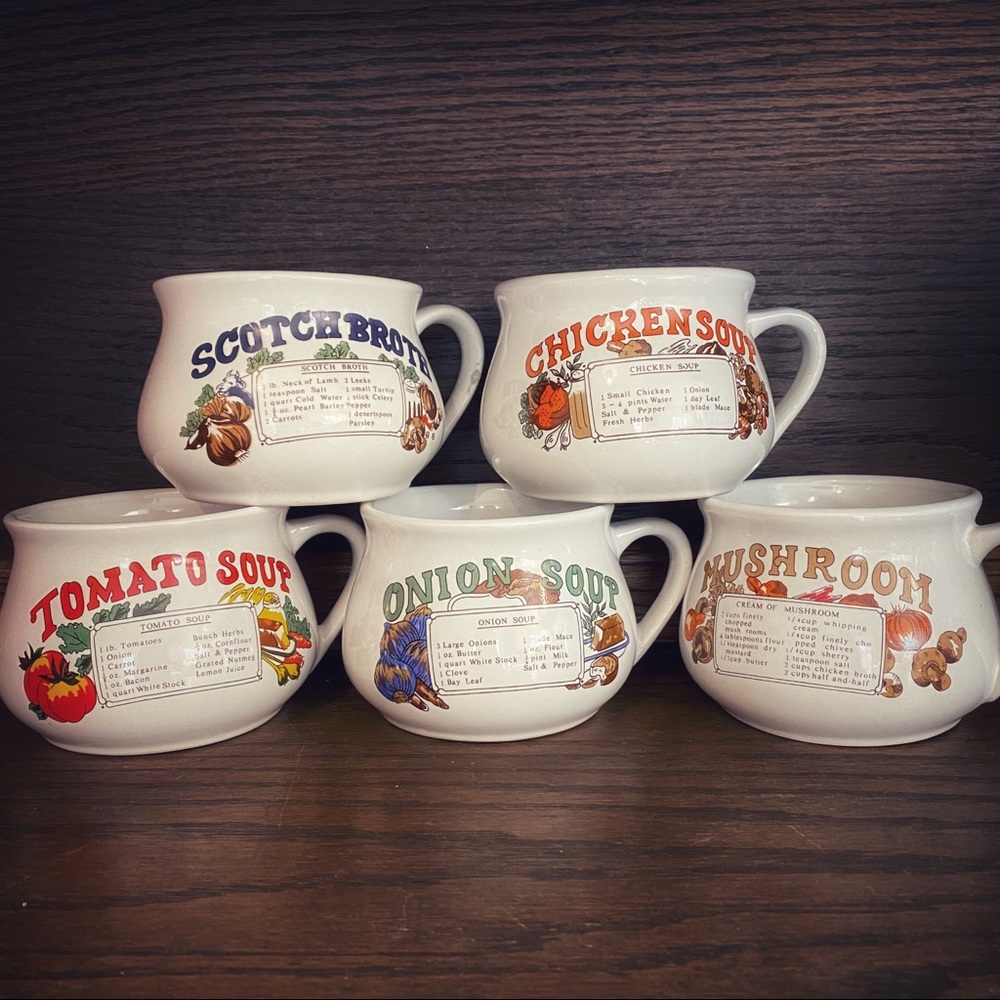 Collectors Vintage Soup Recipe Mugs Set
